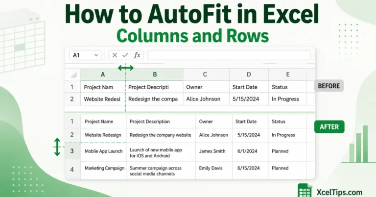 How to AutoFit in Excel by resizing columns and rows to fit worksheet content