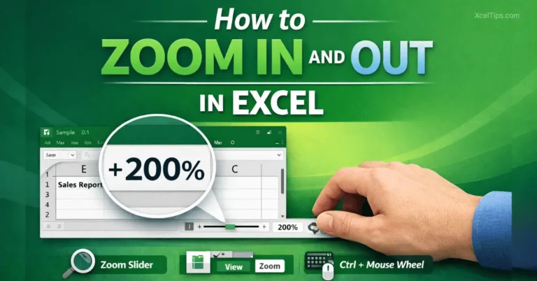 Beginner learns how to zoom in and out in Excel using the zoom slider.
